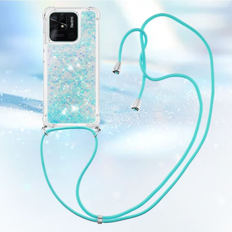 Kuori Xiaomi Redmi 10C Kiristysnyörillä Kiristysnauha Glitter Design