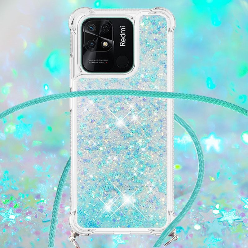 Kuori Xiaomi Redmi 10C Kiristysnyörillä Kiristysnauha Glitter Design