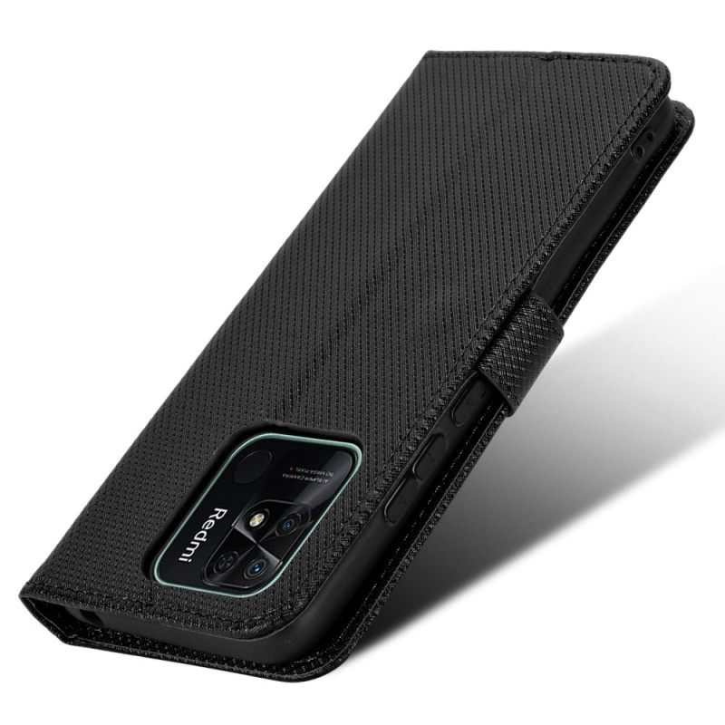 Nahkakotelo Xiaomi Redmi 10C Suojaketju Kuori Tyylikäs Keinonahkahihna