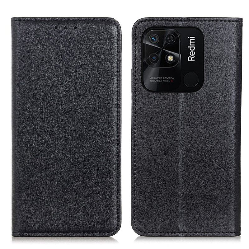 Puhelinkuoret Xiaomi Redmi 10C Kotelot Flip Litchi Haljasnahan Rakenne