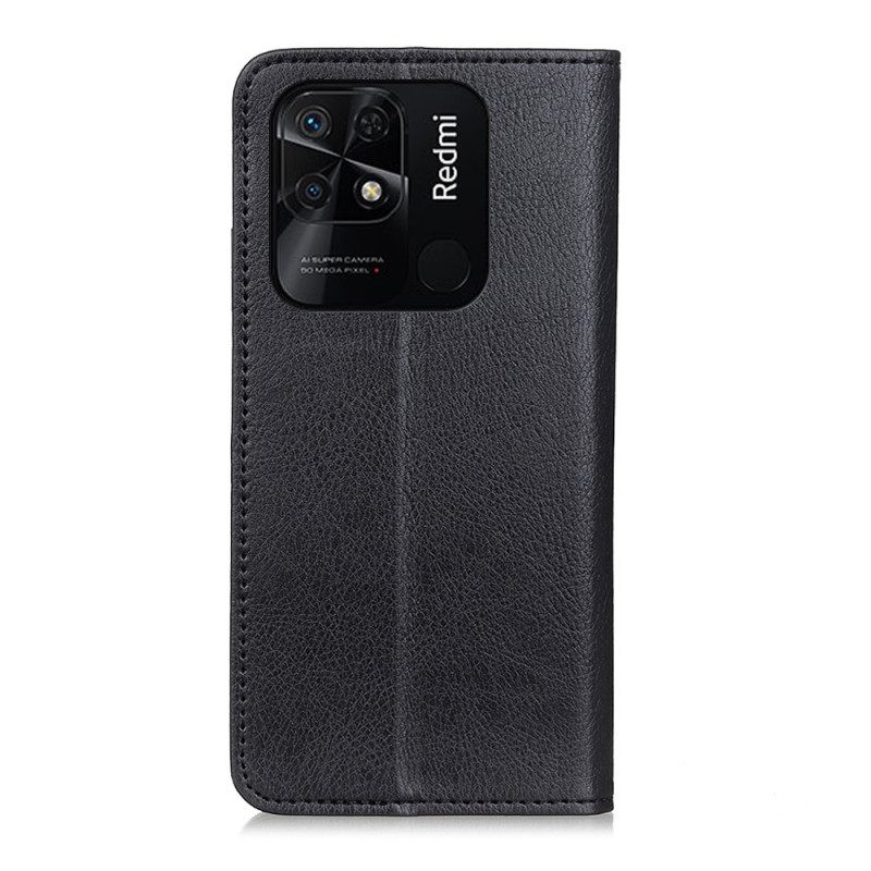 Puhelinkuoret Xiaomi Redmi 10C Kotelot Flip Litchi Haljasnahan Rakenne