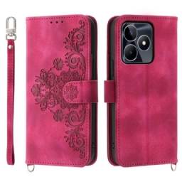 Kotelot Realme C53 Kukkakuvio Hihnalla Ja Olkahihnalla