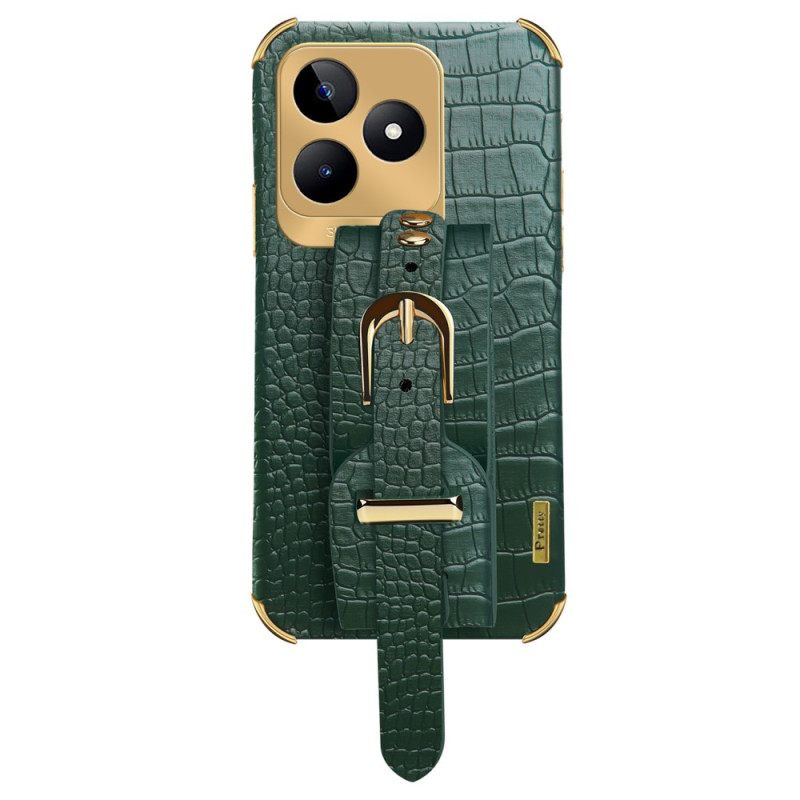 Kuori Realme C53 Krokotiilikuvioinen Rannekkeen Tuki