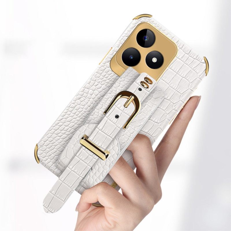 Kuori Realme C53 Krokotiilikuvioinen Rannekkeen Tuki