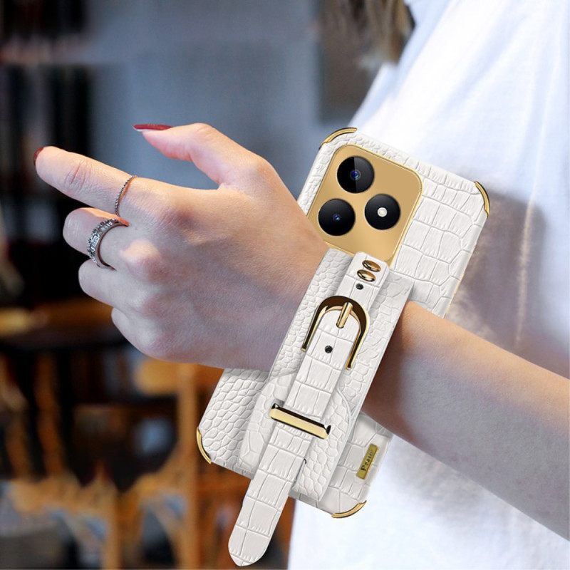 Kuori Realme C53 Krokotiilikuvioinen Rannekkeen Tuki