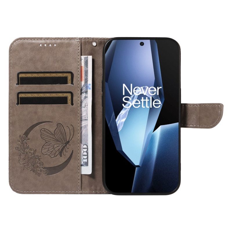 Kotelot Oneplus 13r Perhoskuvioinen Hihnalompakko Suojakuori