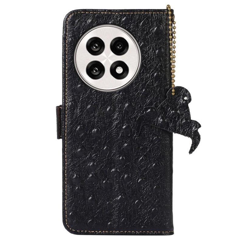 Kotelot Oneplus 13r Rfid-suojattu Strutsikuvioinen Nahka