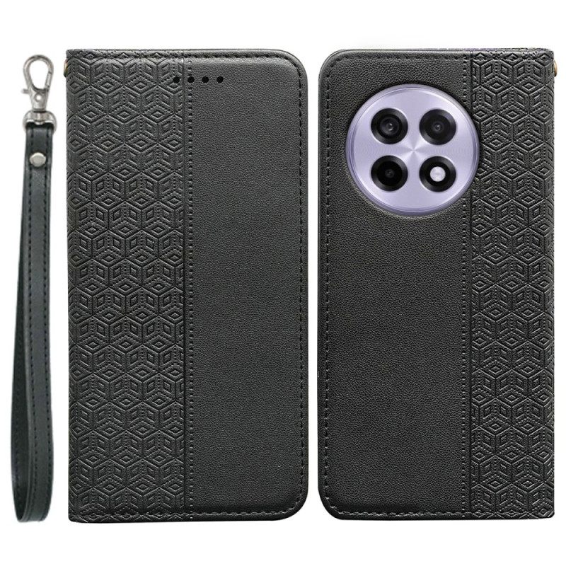 Nahkakotelo Oneplus 13r Ruutukuvioinen Hihnalompakko Suojakuori