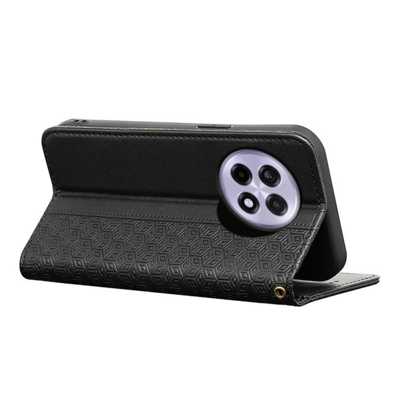 Nahkakotelo Oneplus 13r Ruutukuvioinen Hihnalompakko Suojakuori