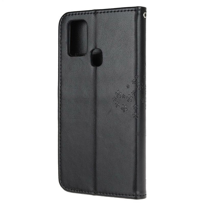 Kotelot OnePlus Nord N10 Suojaketju Kuori Tree Ja Pöllöt Hihnalla