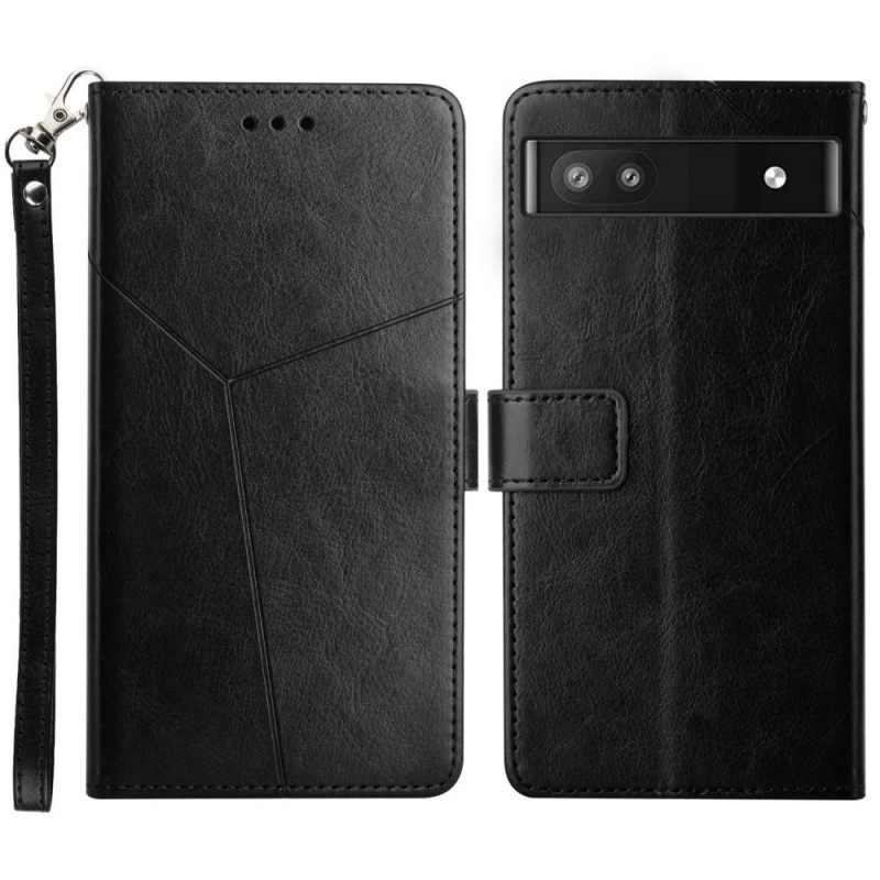 Flip Case Google Pixel 6A Suojaketju Kuori Y Strappy Design
