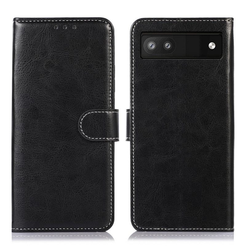 Kotelot Google Pixel 6A Faux Leather Paljaat Saumat