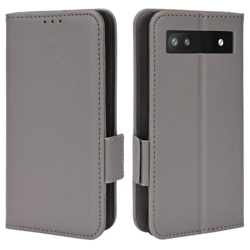Kotelot Google Pixel 6A Litchi Nahkainen Kaksoislukko