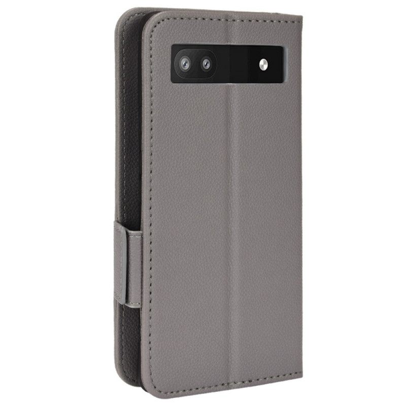 Kotelot Google Pixel 6A Litchi Nahkainen Kaksoislukko