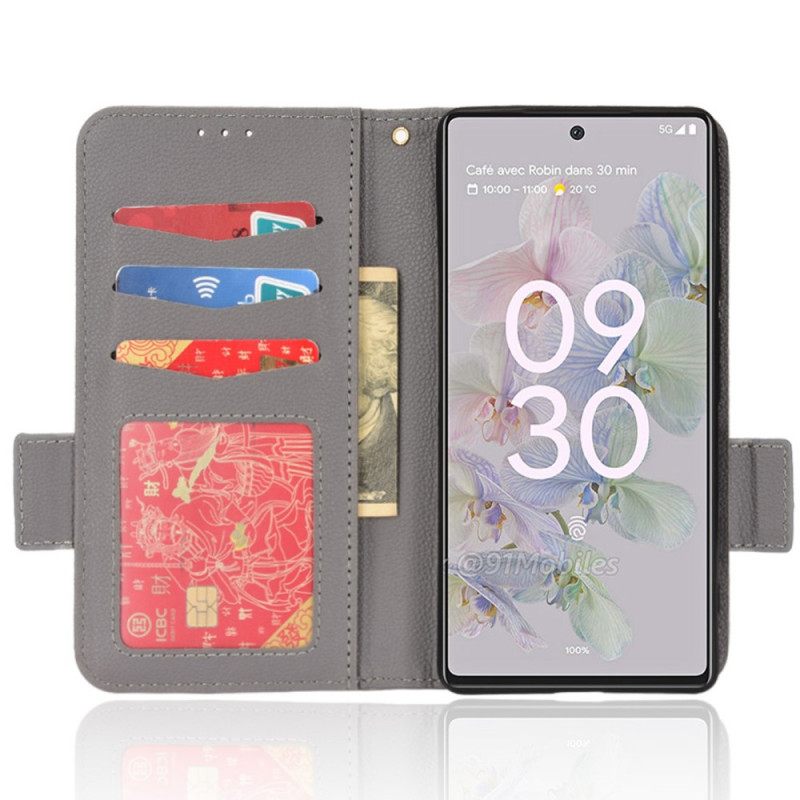 Kotelot Google Pixel 6A Litchi Nahkainen Kaksoislukko