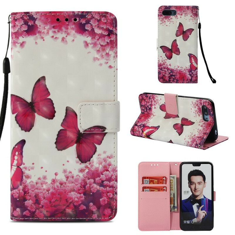 Kotelot Honor 10 Red Butterflies