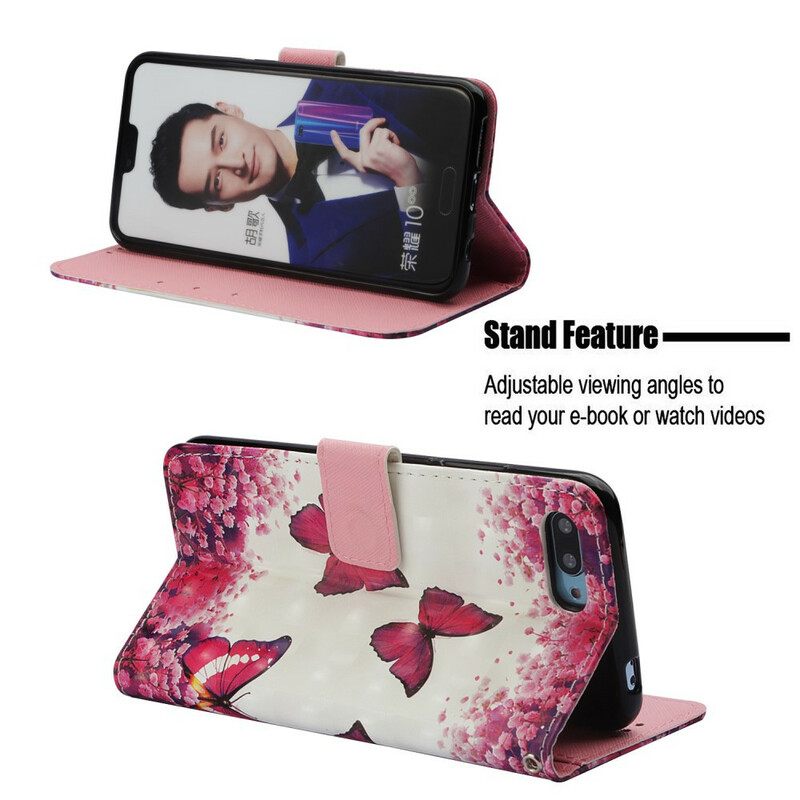 Kotelot Honor 10 Red Butterflies
