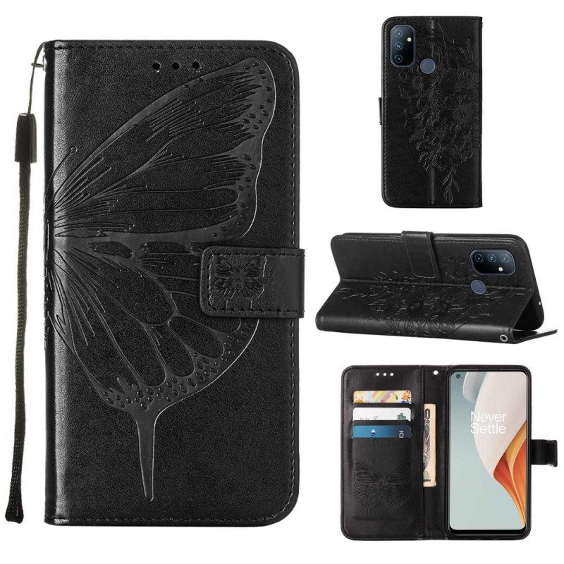 Kotelot OnePlus Nord N100 Suojaketju Kuori Butterfly Strappy Design