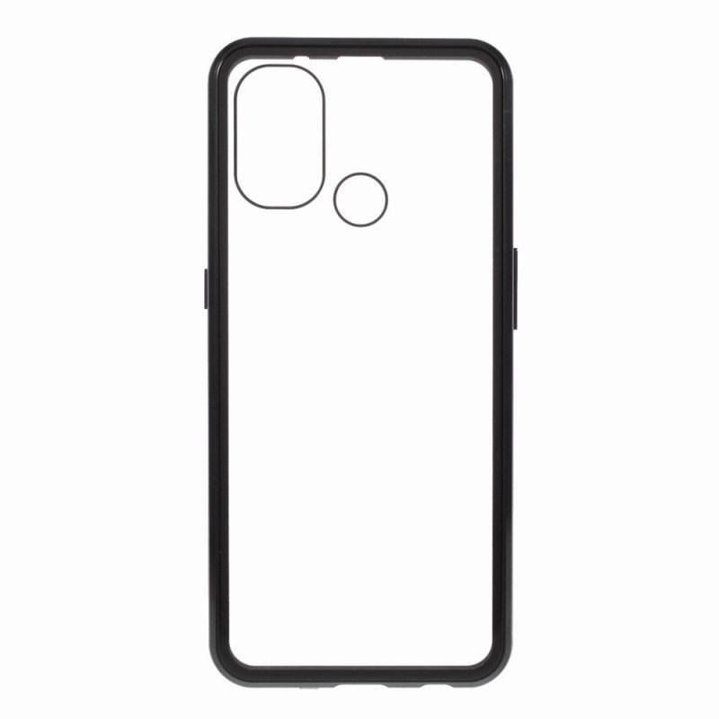 Kuori OnePlus Nord N100 Karkaistua Lasia Ja Metallia Edessä Ja Takana
