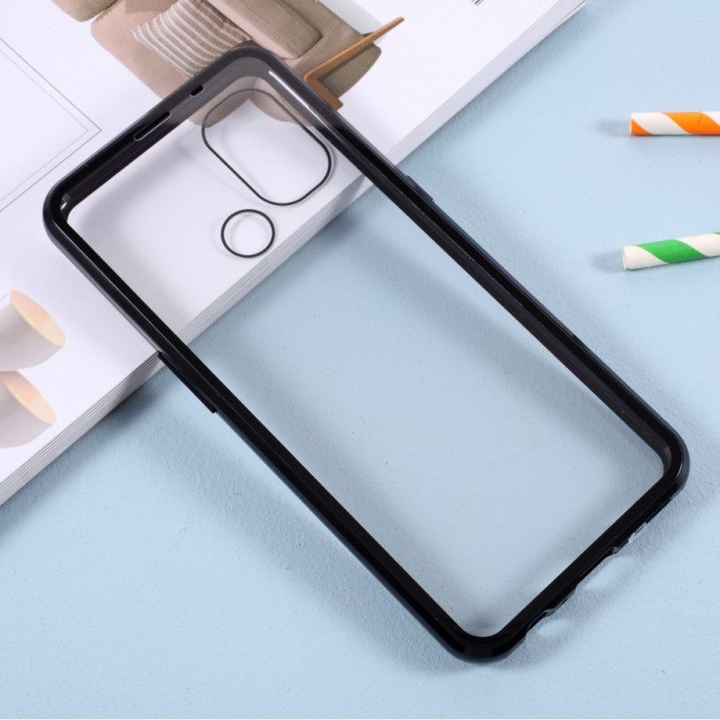 Kuori OnePlus Nord N100 Karkaistua Lasia Ja Metallia Edessä Ja Takana