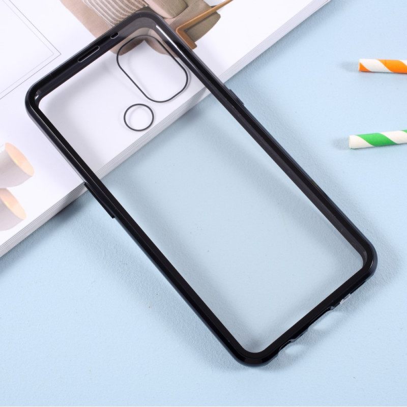 Kuori OnePlus Nord N100 Karkaistua Lasia Ja Metallia Edessä Ja Takana