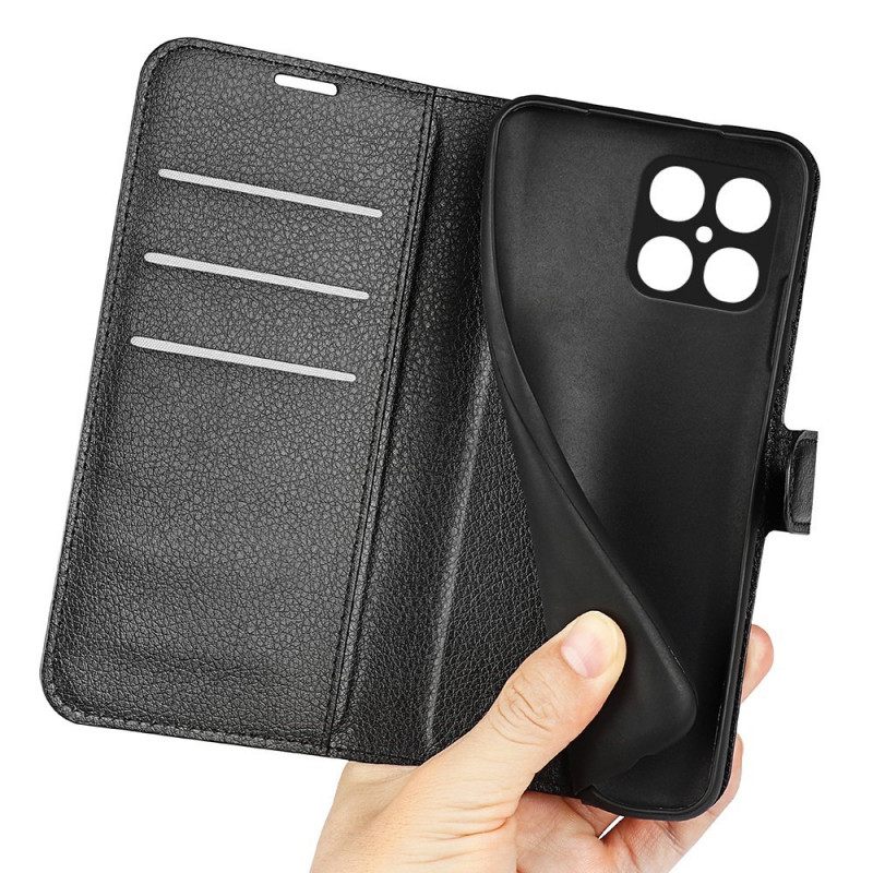 Flip Case Honor X8 Klassinen Litsi-nahkaefekti