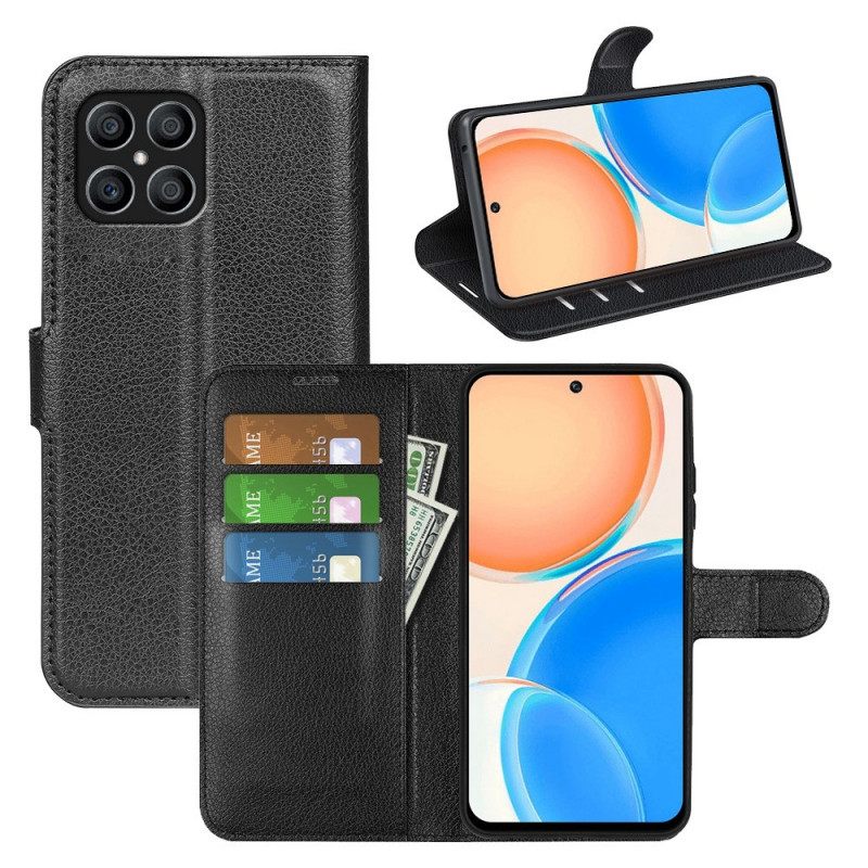 Flip Case Honor X8 Klassinen Litsi-nahkaefekti