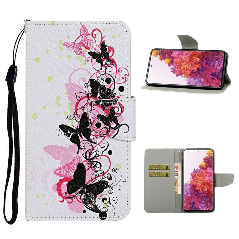 Kotelot Samsung Galaxy S20 FE Butterflies Ja Lanyard