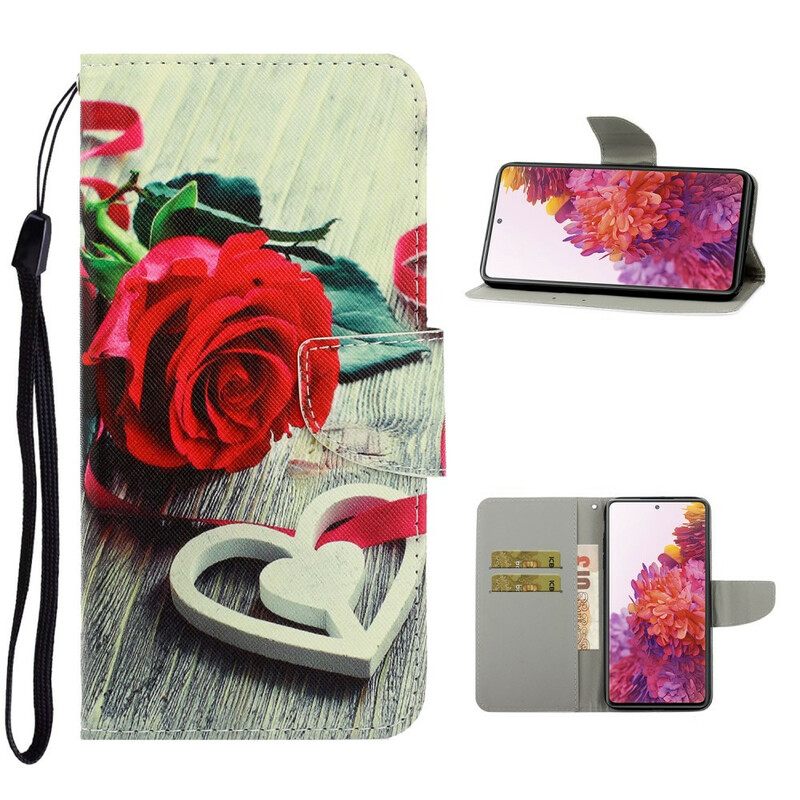 Kotelot Samsung Galaxy S20 FE Suojaketju Kuori Romanttinen Ruusu Hihnalla