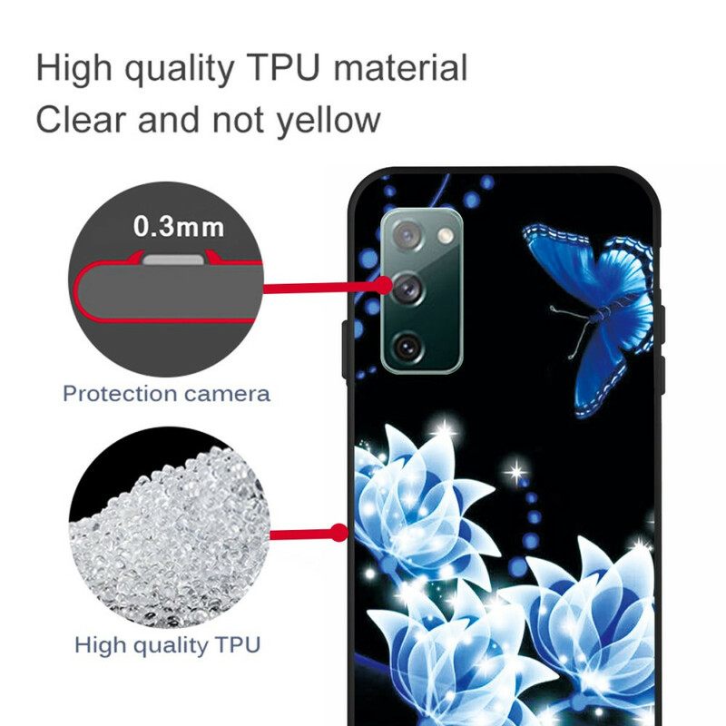Kuori Samsung Galaxy S20 FE Butterfly Ja Blue Flowers