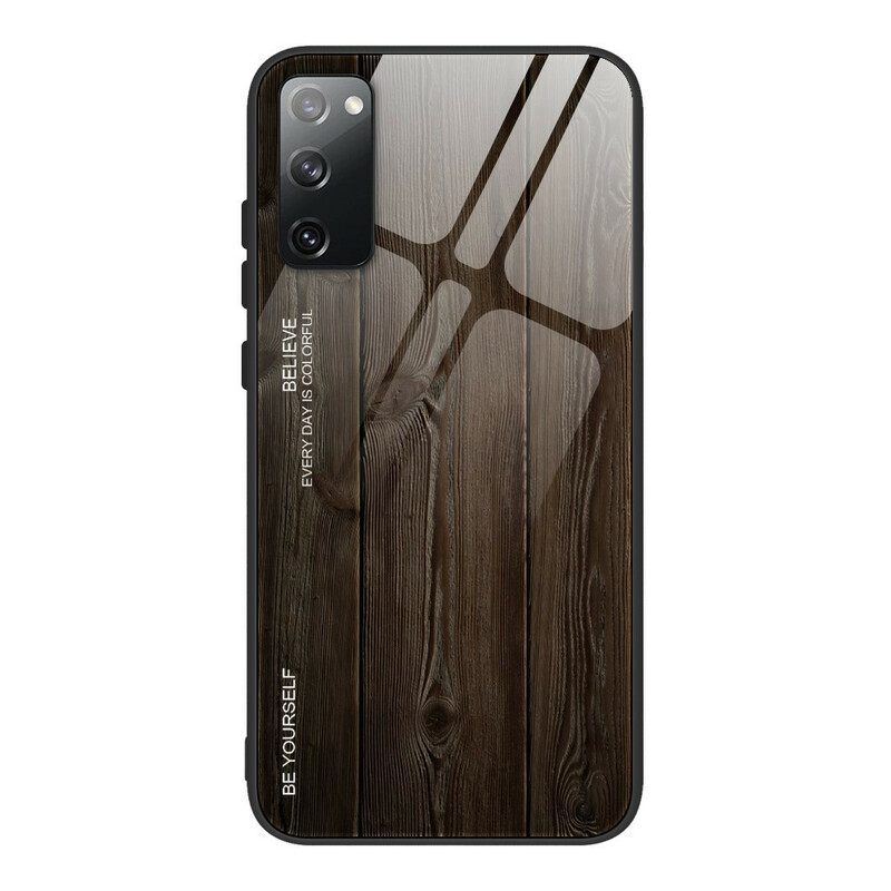 Kuori Samsung Galaxy S20 FE Tempered Glass Wood Design