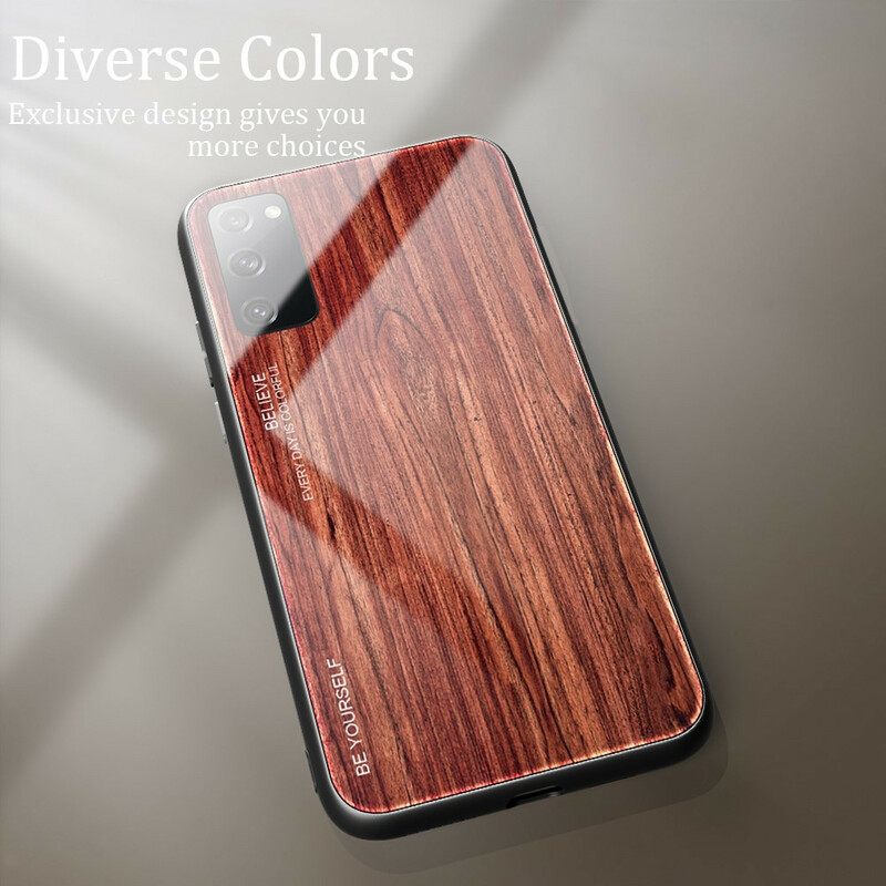 Kuori Samsung Galaxy S20 FE Tempered Glass Wood Design