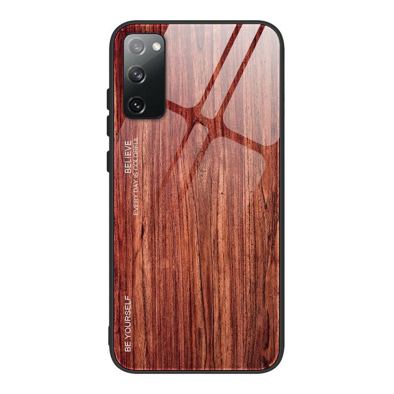 Kuori Samsung Galaxy S20 FE Tempered Glass Wood Design