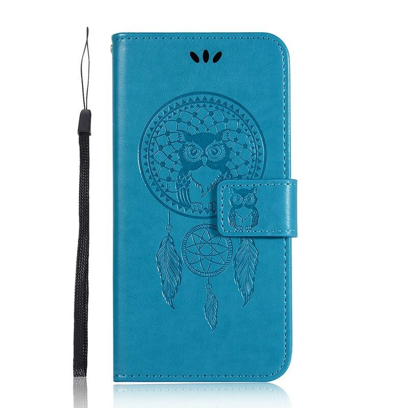 Nahkakotelo Samsung Galaxy S20 FE Nahkaefekti Dreamcatcher Pöllö