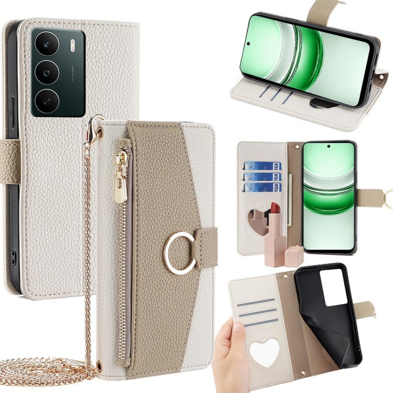 Lederhüllen Realme C71 Handyhülle Geldbörse Mit Spiegel Und Kette