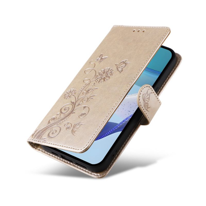 Lederhüllen Realme C71 Schmetterlinge Und Blumen