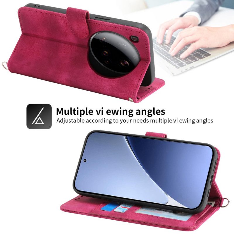 Kotelot Xiaomi 15 Ultra Kukkakuvio Hihnalla Ja Olkahihnalla