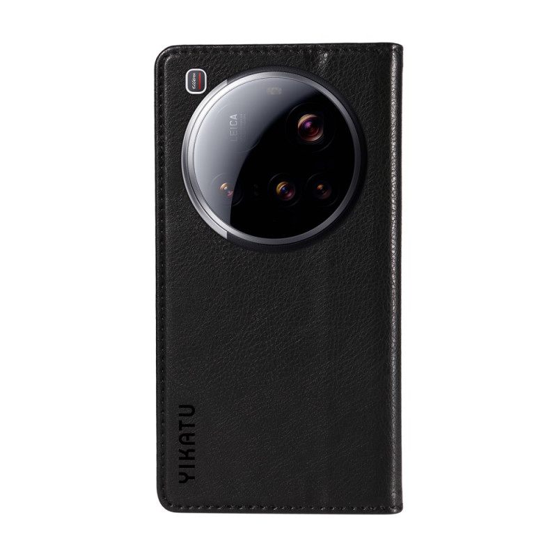 Nahkakotelo Xiaomi 15 Ultra Yikatu Litsi-jäljitelmä Nahka