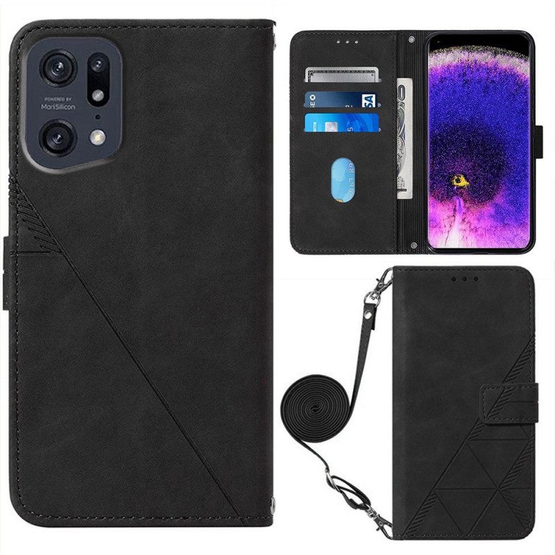 Flip Case Oppo Find X5 Pro Kolmiot Olkahihnalla