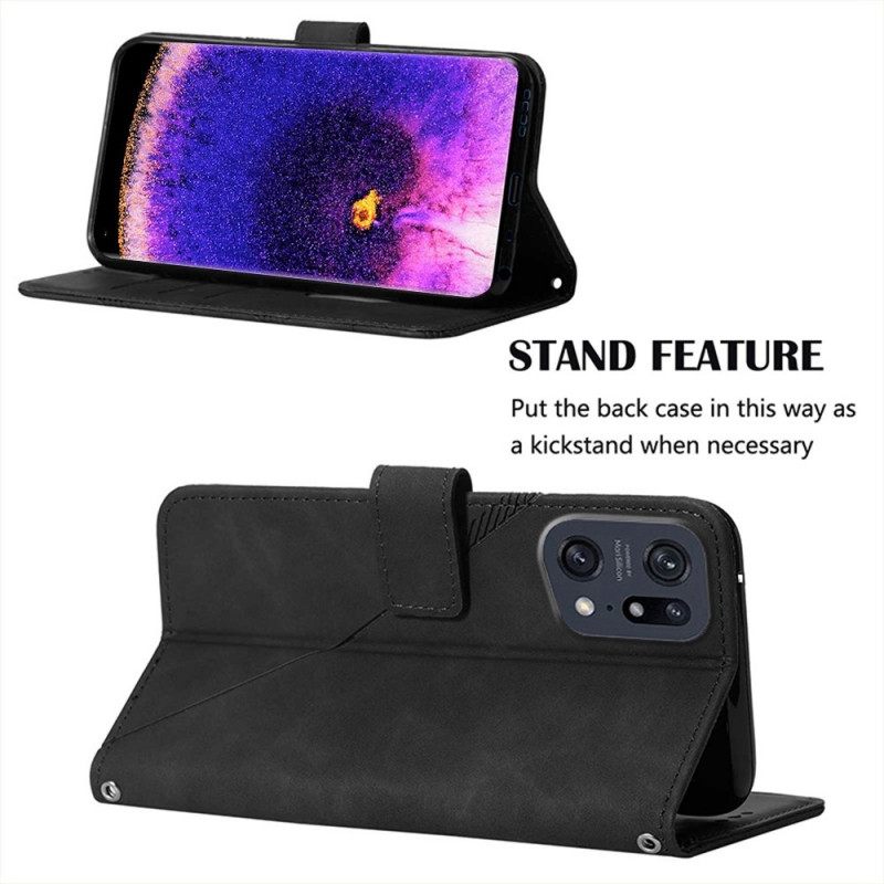 Flip Case Oppo Find X5 Pro Kolmiot Olkahihnalla