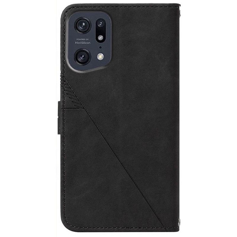 Flip Case Oppo Find X5 Pro Kolmiot Olkahihnalla