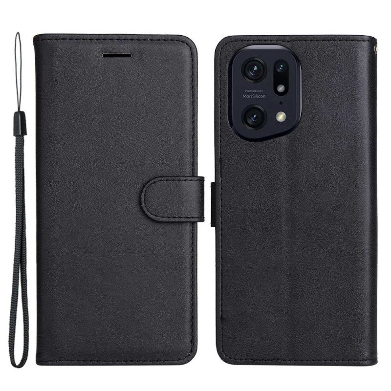 Flip Case Oppo Find X5 Pro Suojaketju Kuori United Strapille