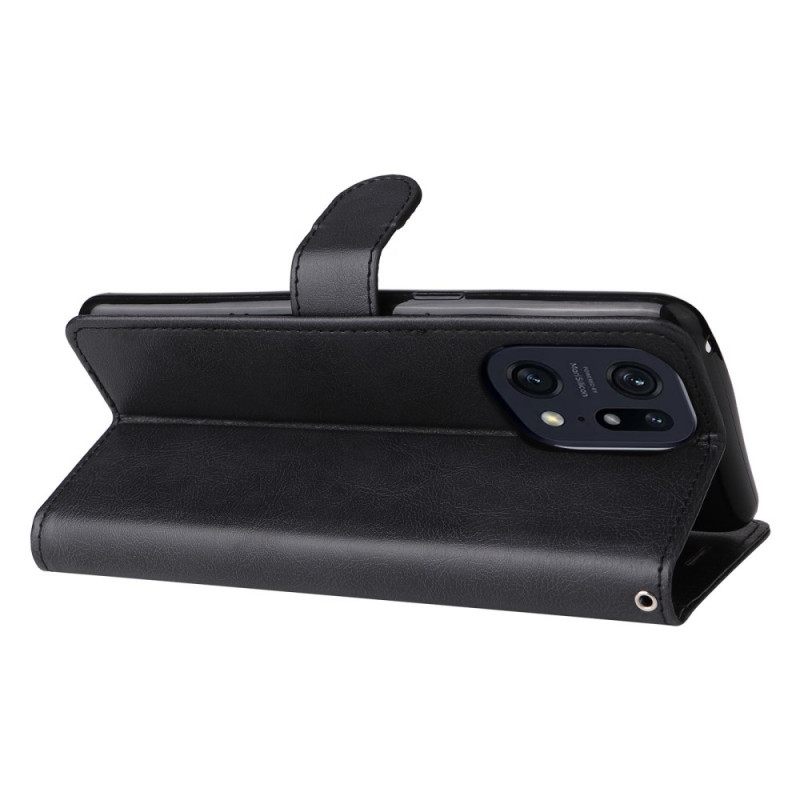 Flip Case Oppo Find X5 Pro Suojaketju Kuori United Strapille
