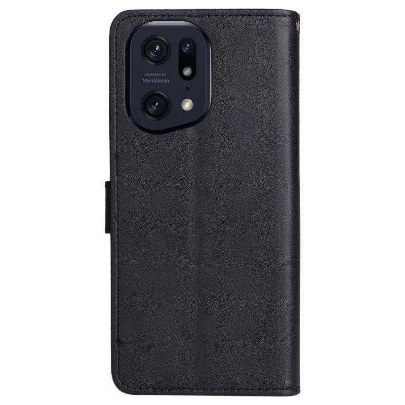 Flip Case Oppo Find X5 Pro Suojaketju Kuori United Strapille
