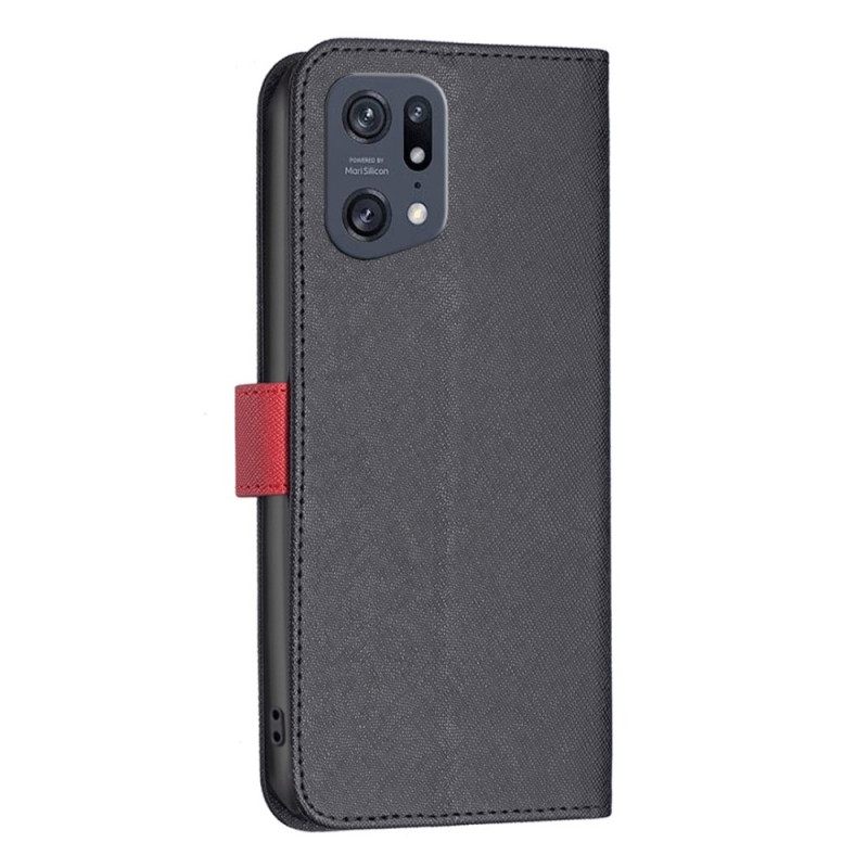 Kotelot Oppo Find X5 Pro Keinonahka Tetxure Binfen Väri