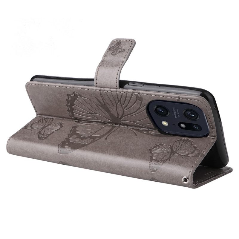 Kotelot Oppo Find X5 Pro Suojaketju Kuori Giant Thong Butterflies