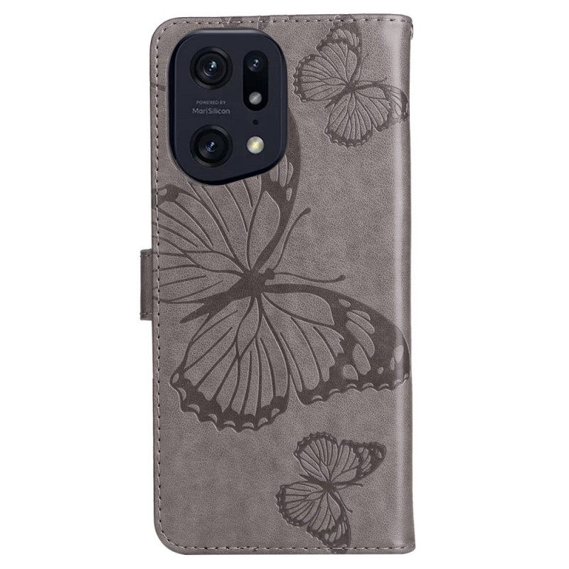 Kotelot Oppo Find X5 Pro Suojaketju Kuori Giant Thong Butterflies