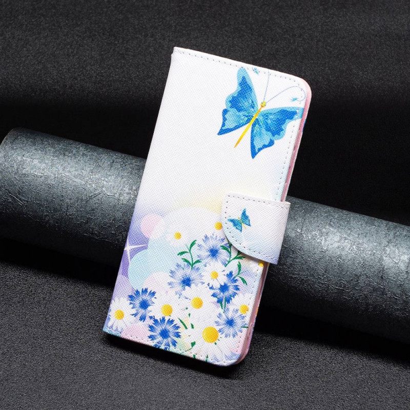 Nahkakotelo Oppo Find X5 Pro Vesiväriperhoset