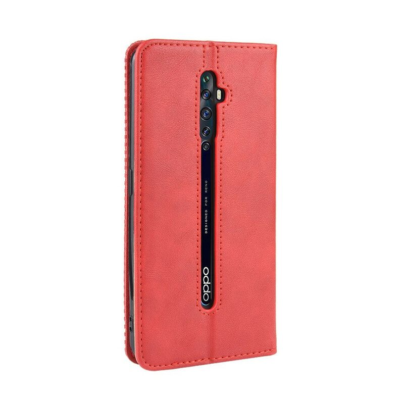Puhelinkuoret Oppo Reno 2Z Kotelot Flip Tyylitelty Vintage-nahkaefekti