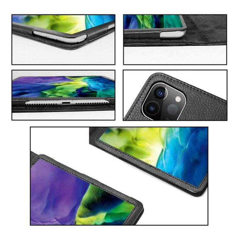 Nahkakuori iPad Air (2022) (2020) / Pro 11" Litchi Skin Tehokkaalla Tuella